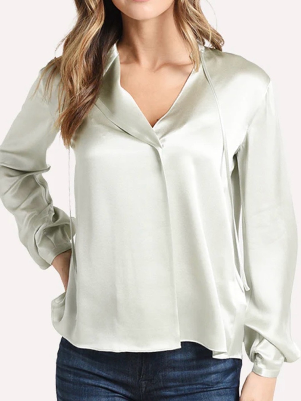 Vince Tie Neck Silk Popover Blouse Size Small